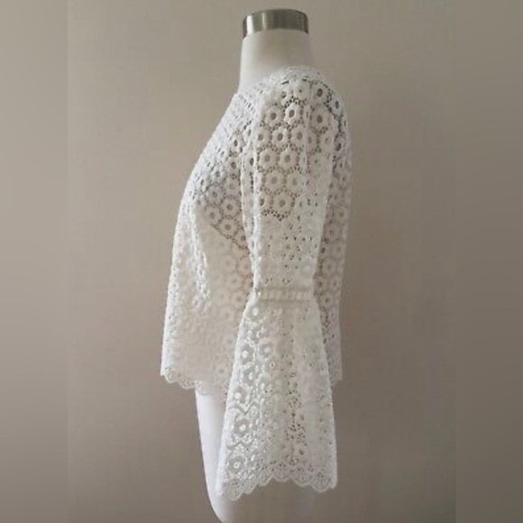J. CREW Daisylace Bell-sleeve Top Blouse Ivory. Size 10P. - Picture 2 of 6